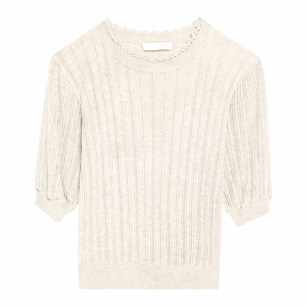 Ulla Johnson Gemma Short Sleeve Knit Top in Pristine